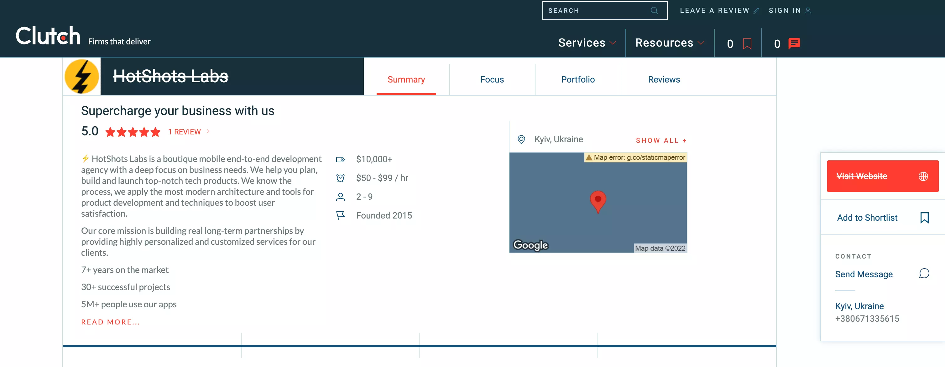 Outsource Mobile App Development - Clutch profile